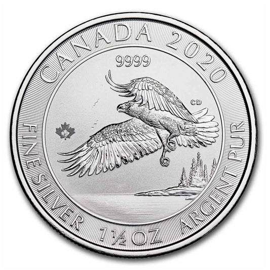 SALE! 2020 Canada $8 Bald Eagle 1.5oz. 9999 Fine Silver (TAX Exempt) May have issues