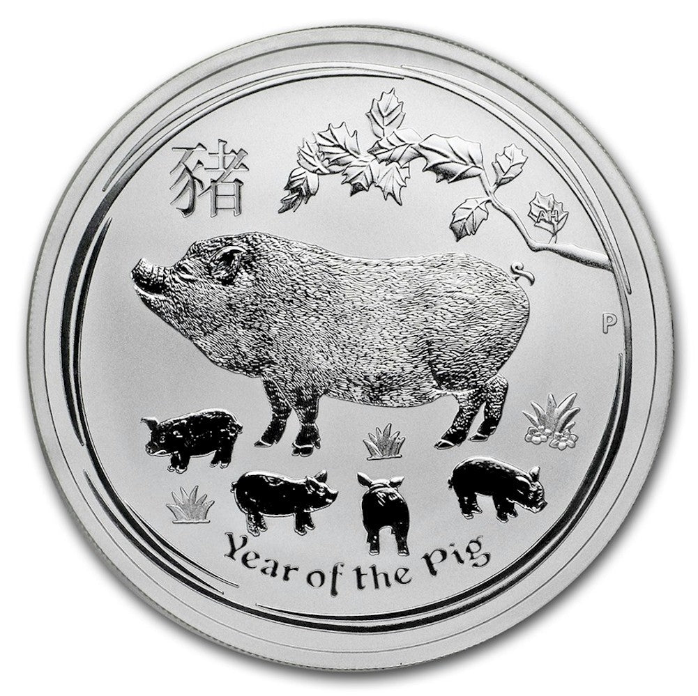 2019 Australia $1 Year of the Pig 1oz. .999 Silver (No Tax) Capsule Lightly Scratched