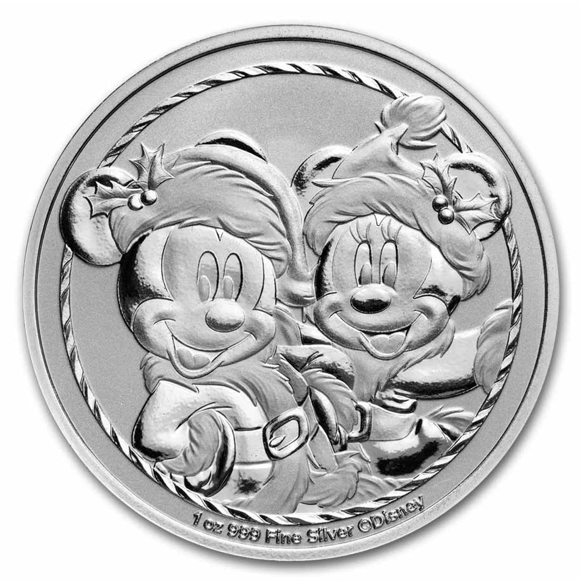 2024 Niue $2 Disney Mickey Mouse & Minnie Christmas 1oz. .999 Silver (No Tax)