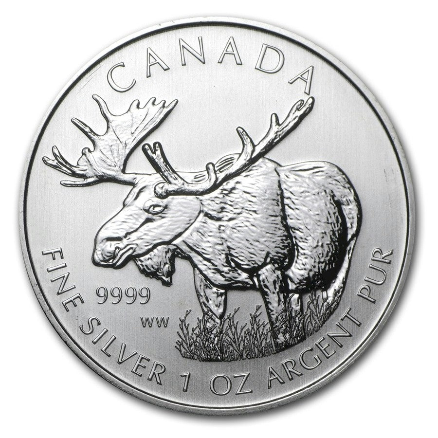 SALE! 2012 Canada $5 Wildlife - Moose 1oz Fine Silver Maple Leaf (No Tax) Lightly Toned