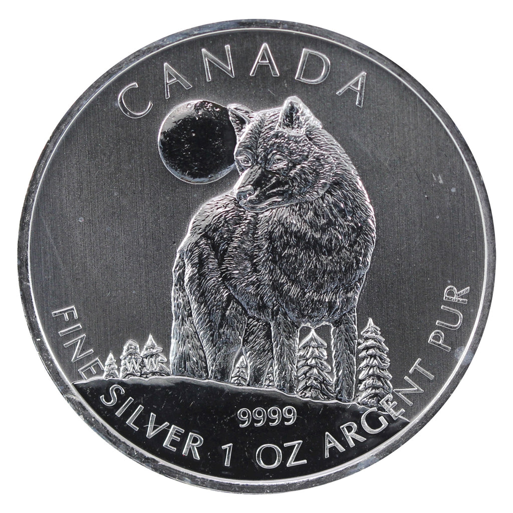 2011 Canada Wolf 1oz .9999 Fine Silver (No Tax) Lightly Toned