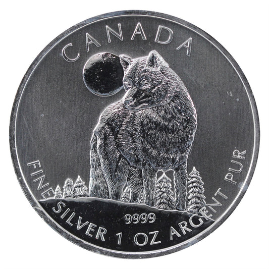 SALE! 2011 Canada Wolf 1oz .9999 Fine Silver (No Tax) Lightly Toned