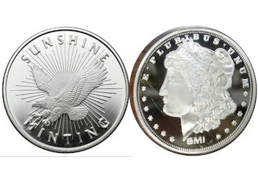 Sunshine or Silvertowne Mint 1oz. .999 Silver Round (TAX Exempt) Various Designs