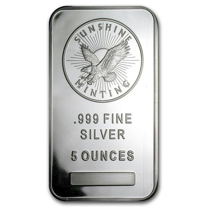 Sunshine Mint 5oz. .999 Fine Silver Bar (Tax Exempt)