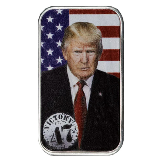 2024 Colourized Donald Trump: The 47th US President .999 Silver Bar (No Tax)