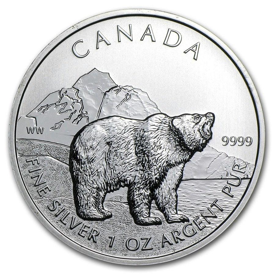 SALE! 2011 Canada $5 Wildlife Series - Grizzly 1oz. Silver (No Tax) May be lightly toned