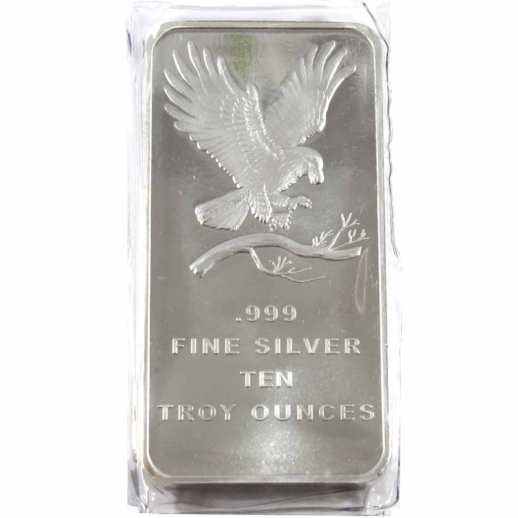 10oz. Eagle Design Silvertowne .999 Fine Silver Bar (No Tax)