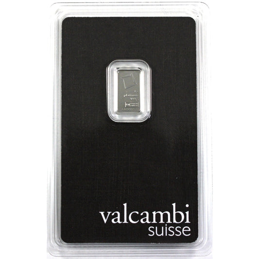 SALE! 1 Gram Valcambi Suisse .9995 Platinum Bar in Original Package (No Tax)