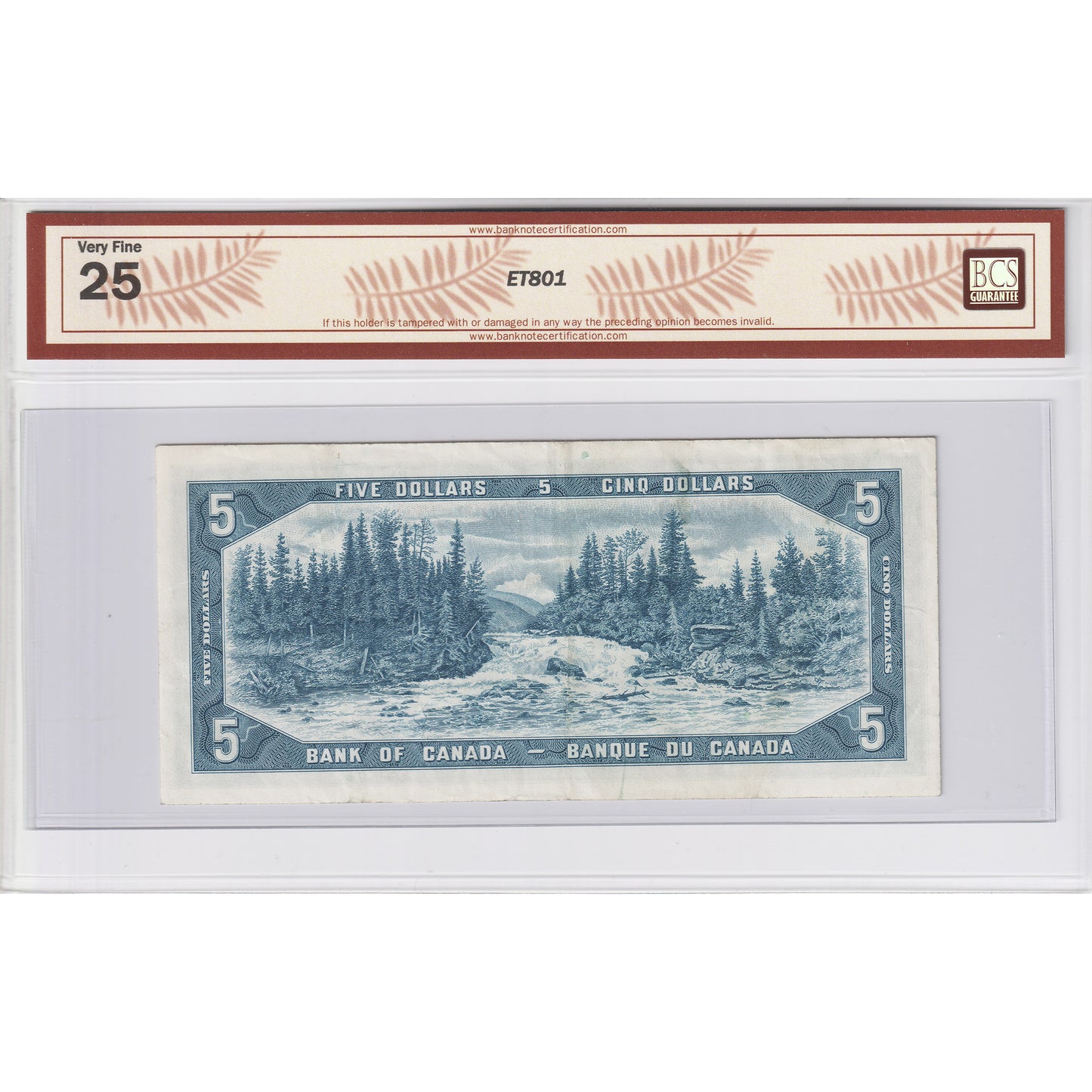 BC-39bA 1954 Canada $5 B-R Modified, Replacement, *I/X BCS Cert VF-25 (Writing)