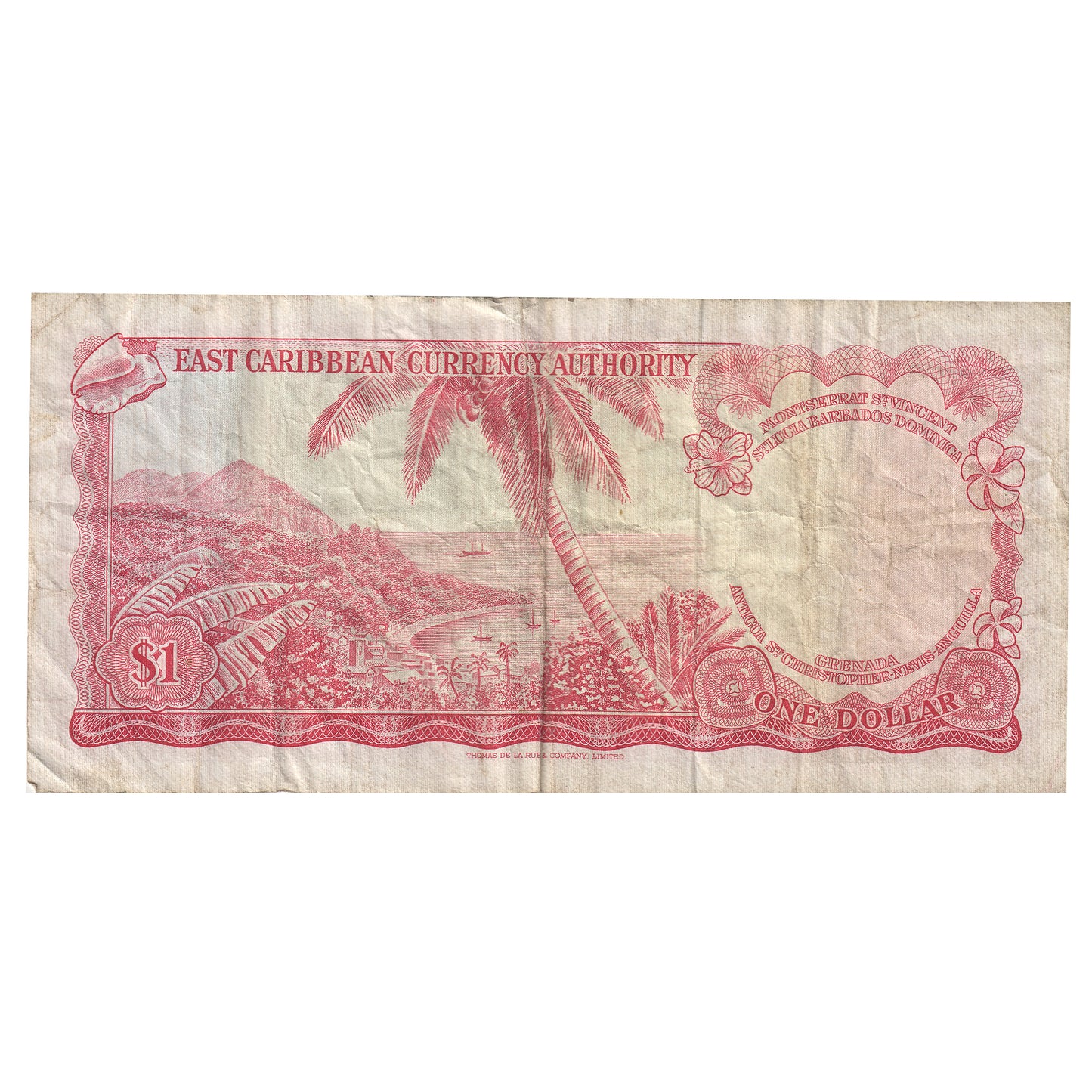 East Caribbean States 1965 1 Dollar Note, Sign 5, Pick #13d VF