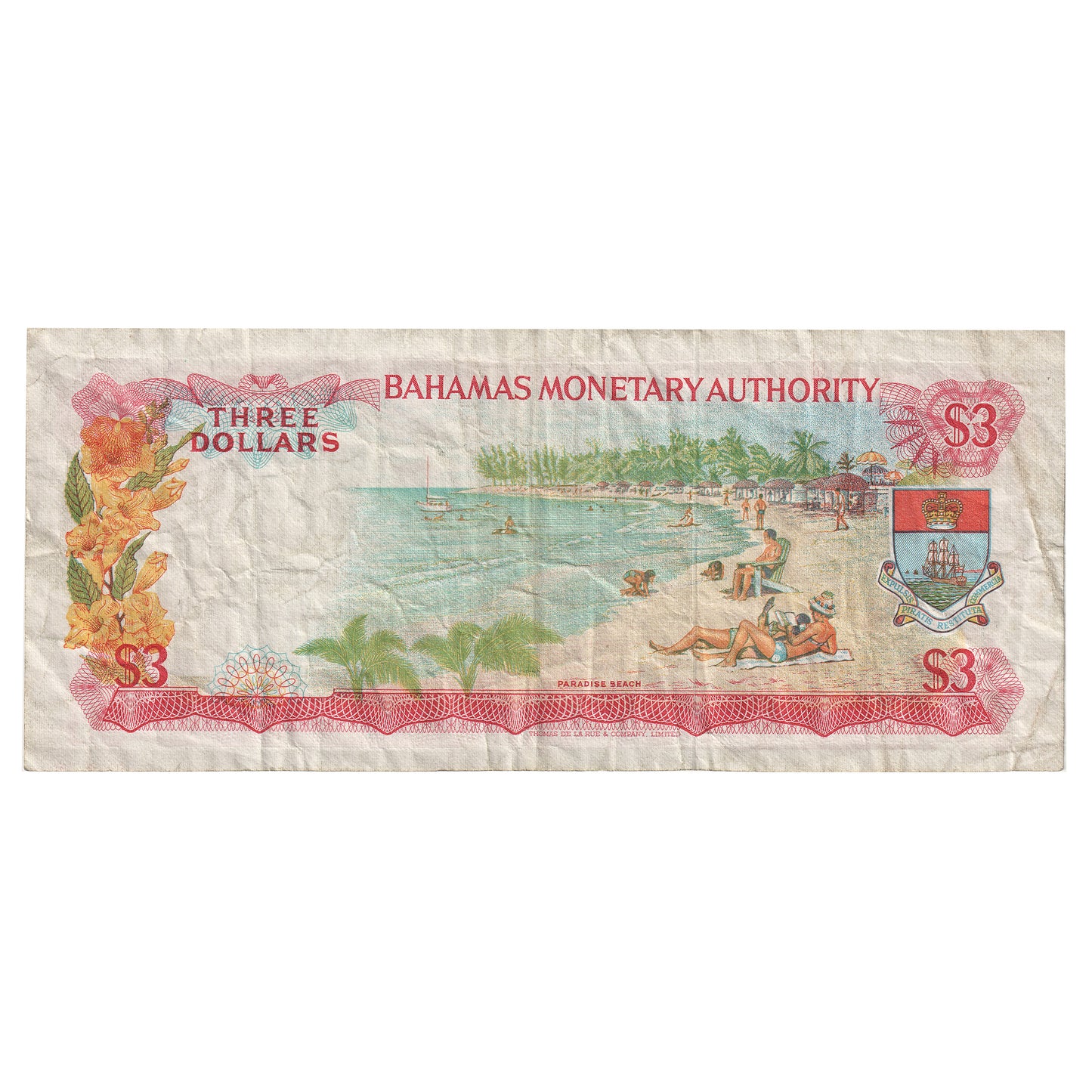 Bahamas 1968 3 Dollar Note, Pick #28a, F-VF (Tears)