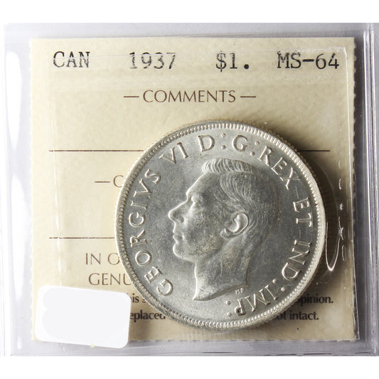 1937 Canada Dollar ICCS Certified MS-64