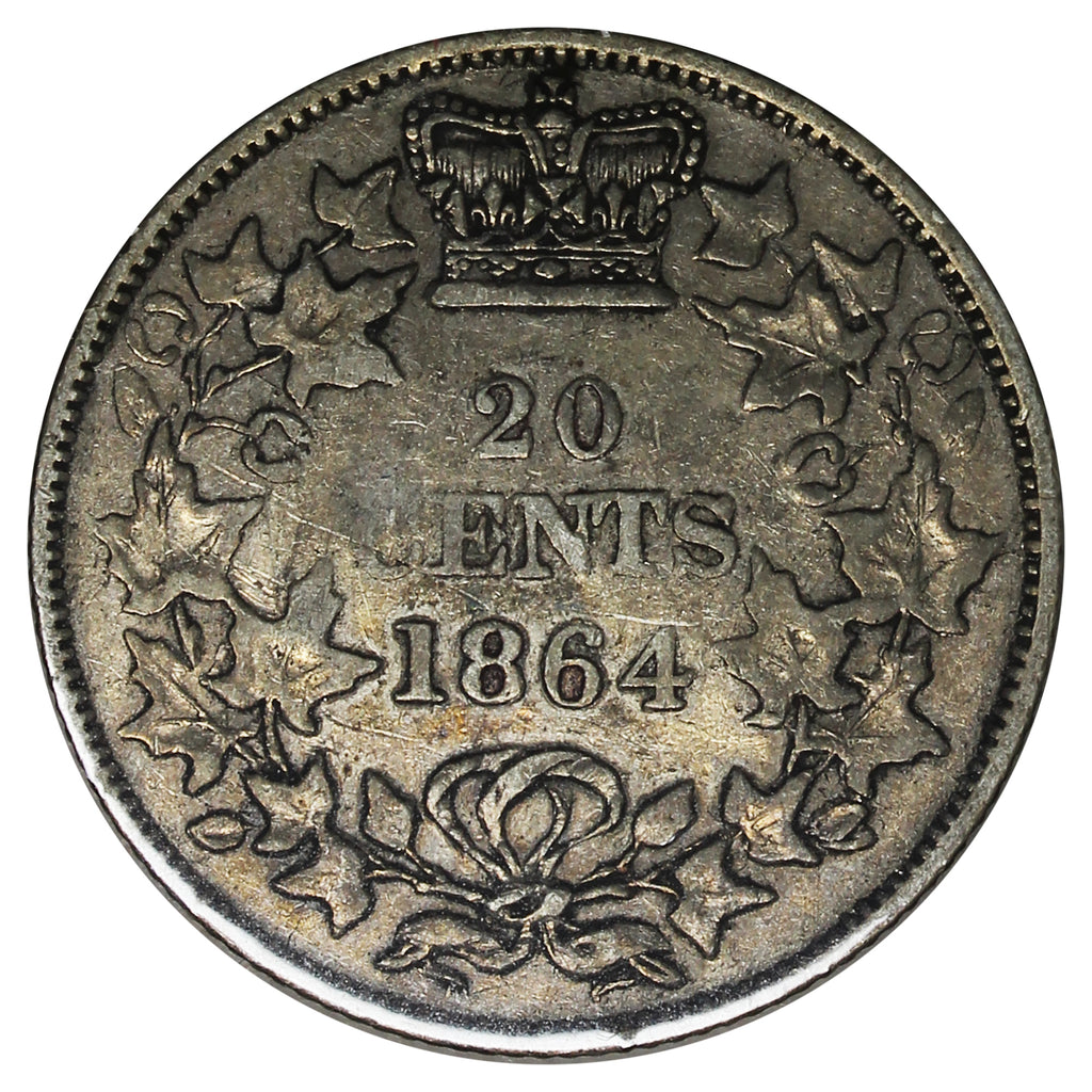 1864 New Brunswick 20-cents VF-EF (VF-30) Bent