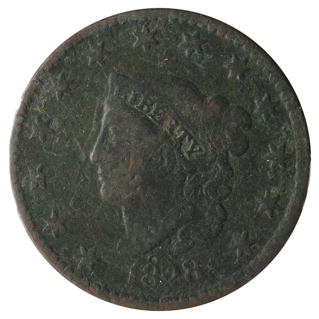 1828 Large Narrow Date USA Cent VG-F (VG-10) Impaired