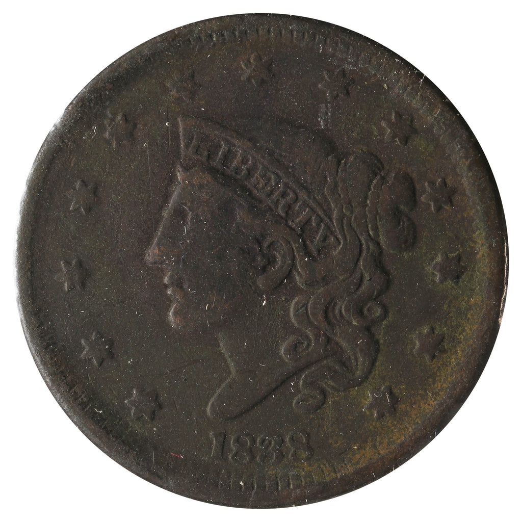 1838 USA Cent F-VF (F-15) Impaired