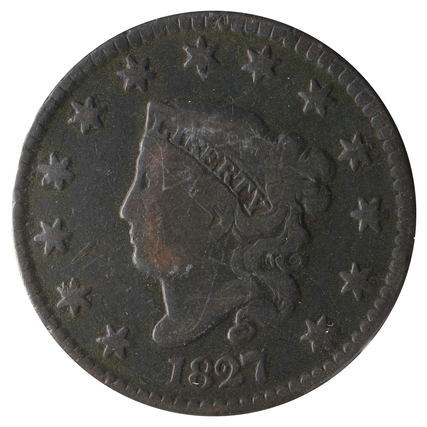 1827 USA Cent Very Good (VG-8) impaired