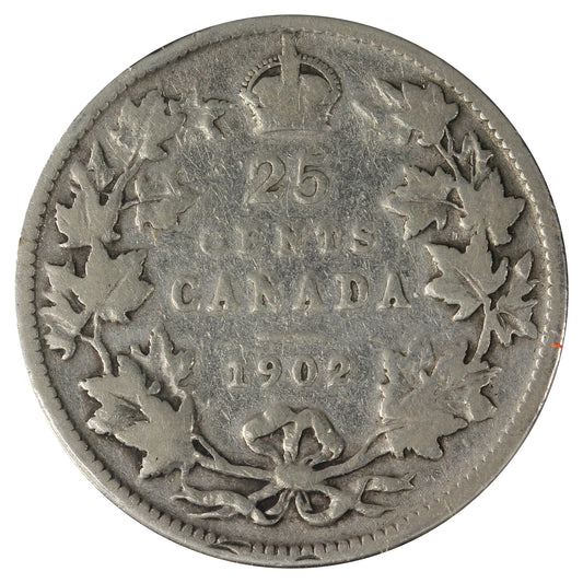 1902 Canada 25-cents Good (G-4) Scratched, Cleaned, or Impaired