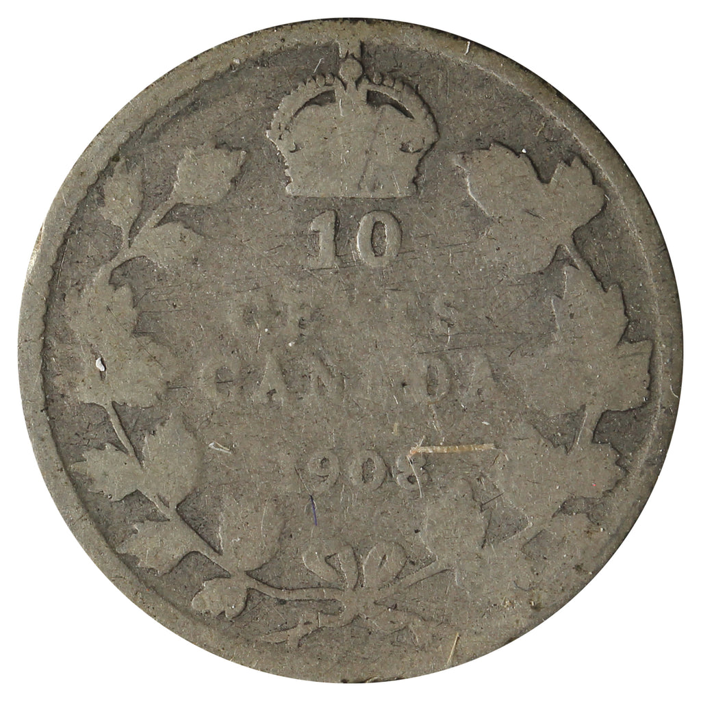 1908 Canada 10-cents About Good (AG-3) Scratched, Cleaned, or Impaired