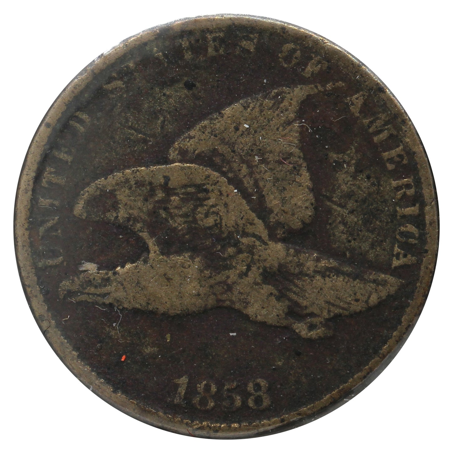 1858 Small Letters USA Cent VG-F (VG-10) Scratched, Cleaned, or Impaired