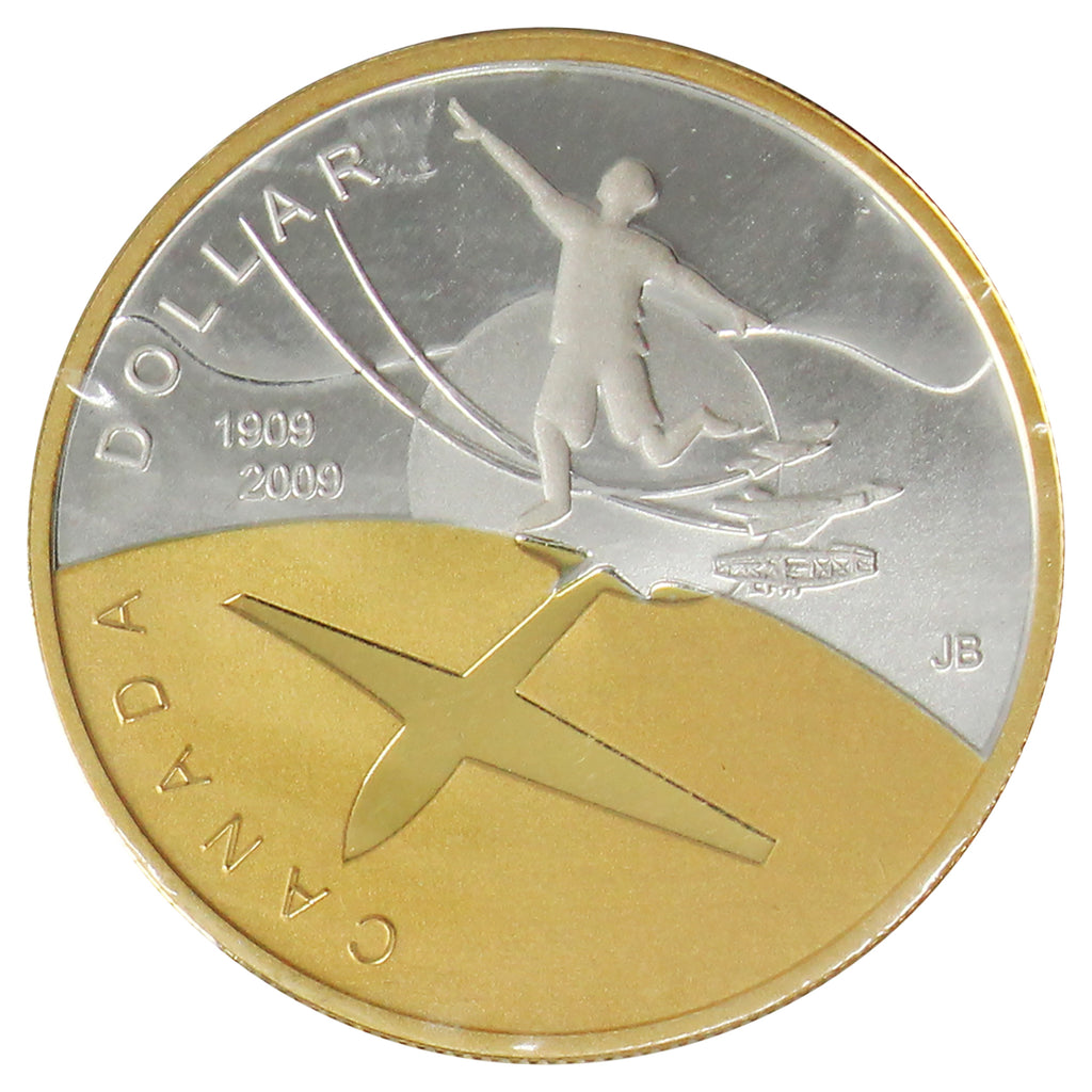 2009 Flight in Canada Gold Plated Proof Silver Dollar (Impaired)