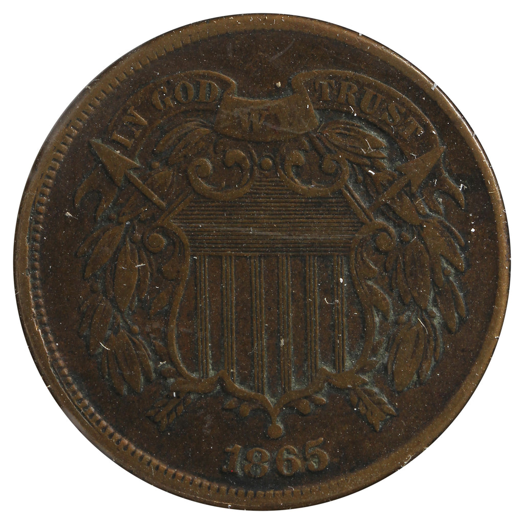 1865 USA 2 Cents VF-EF (VF-30) Corrosion