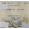 1910 Pointed Leaves Canada 5-Cents ICCS Certified AU-50