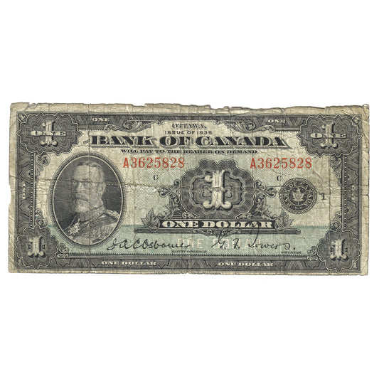 BC-1 1935 Canada $1 Osborne-Towers, English, Series A, Circulated