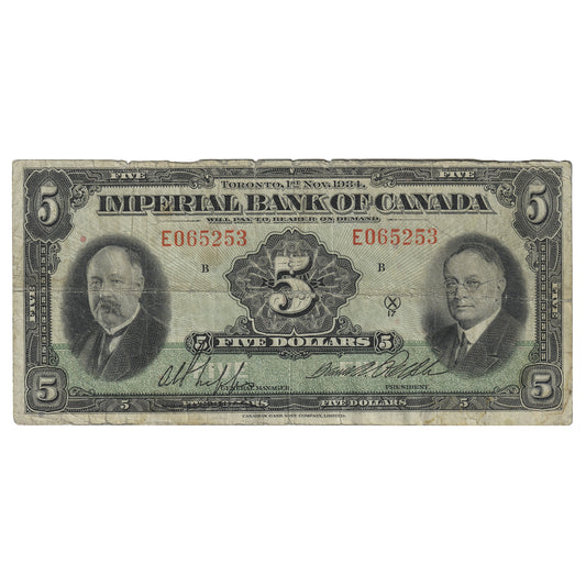 1934 Imperial Bank of Canada $5 Phipps-Rolph, Prefix E