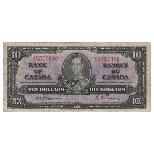 BC-24a 1937 Canada $10 Osborne-Towers, A/D