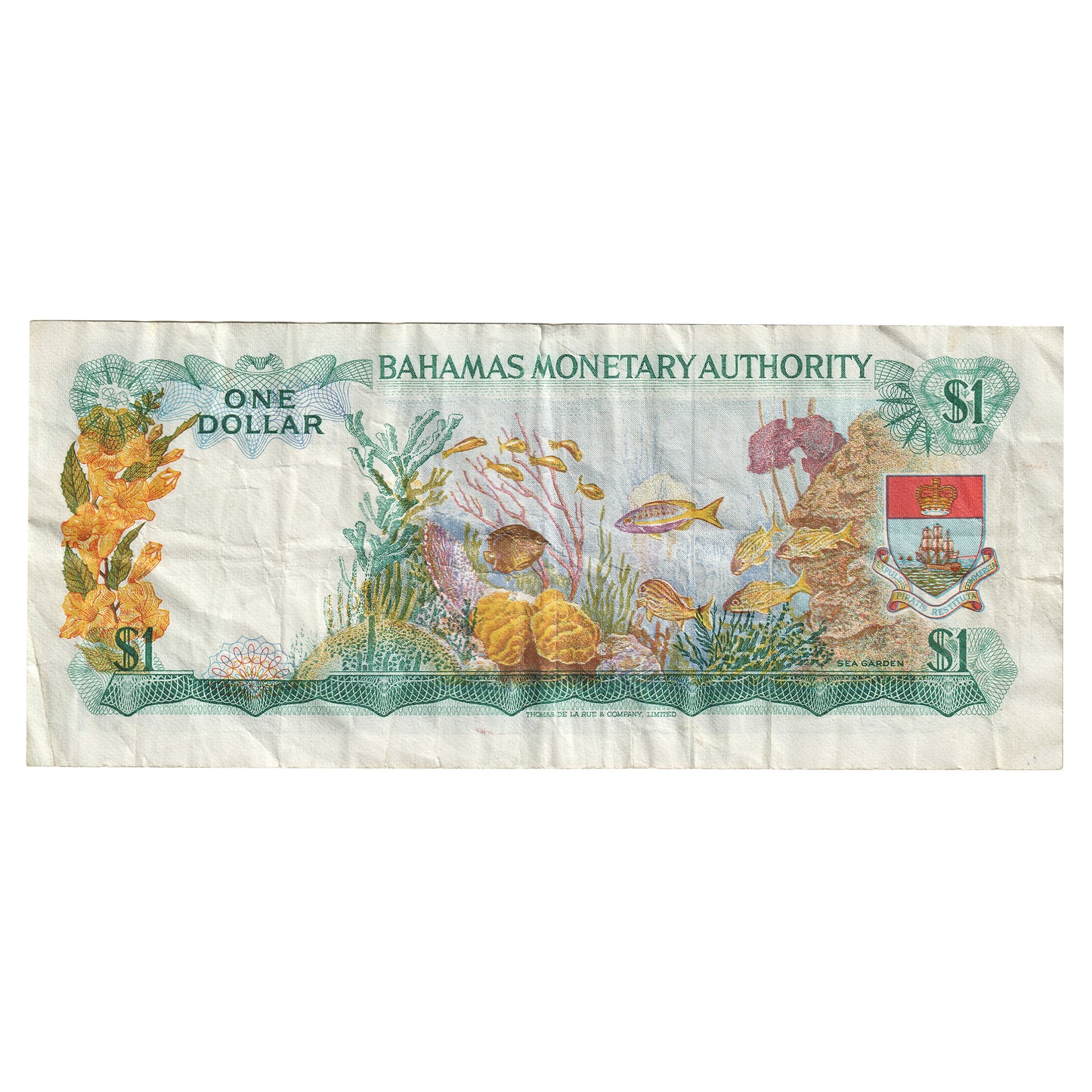 Bahamas 1968 1 Dollar Note, Pick #27a, F-VF (Tear)