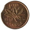 ERROR 1961 Clipped Planchet Canada 1-cent Almost Uncirculated (AU-55)