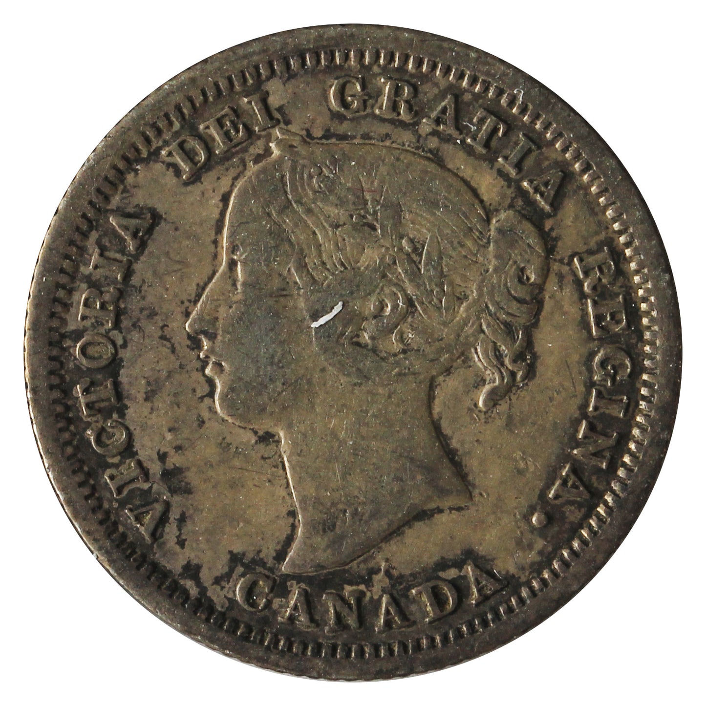 1858 Small Date Canada 5-cents Very Fine (VF-20) Scratched