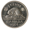 1964 Canada 5-cents Extra Water Line Uncirculated (MS-62) Scratched