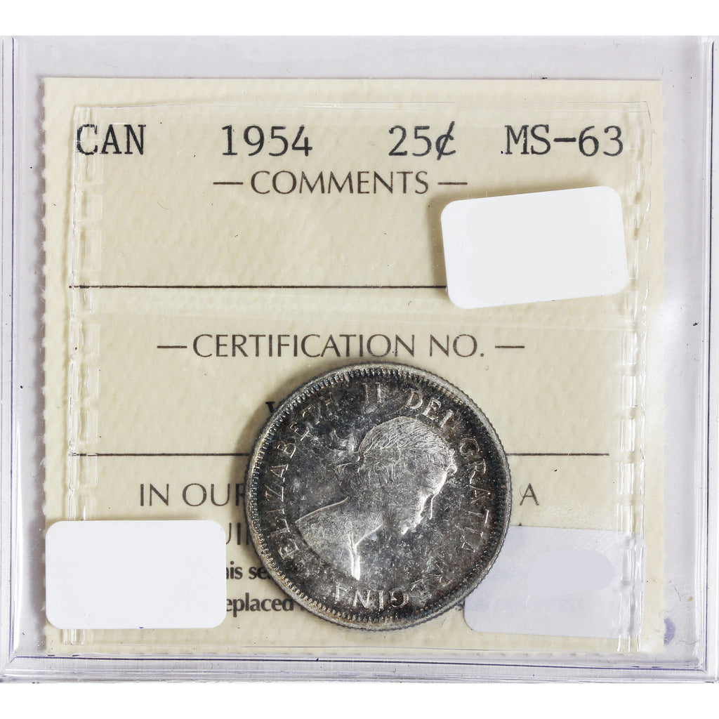 1954 Canada 25-cents ICCS Certified MS-63