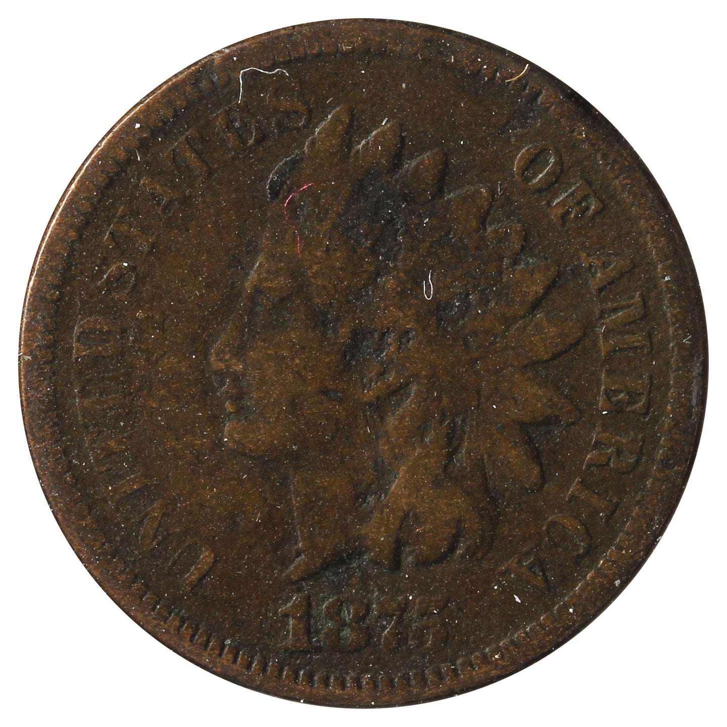 1875 USA cent VG-F (VG-10) Impaired