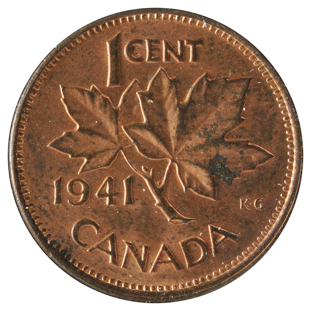 1941 Canada 1-cent Brilliant Uncirculated (MS-63) Spots