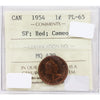 1954 SF Canada 1-cent ICCS Certified PL-65 Red Cameo