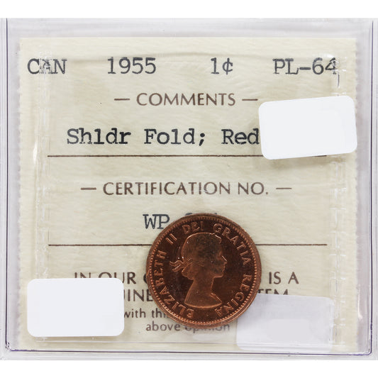 1955 SF Canada 1-cent ICCS Certified PL-64, Red