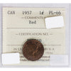 1957 Canada 1-cent ICCS Certified PL-66 Red