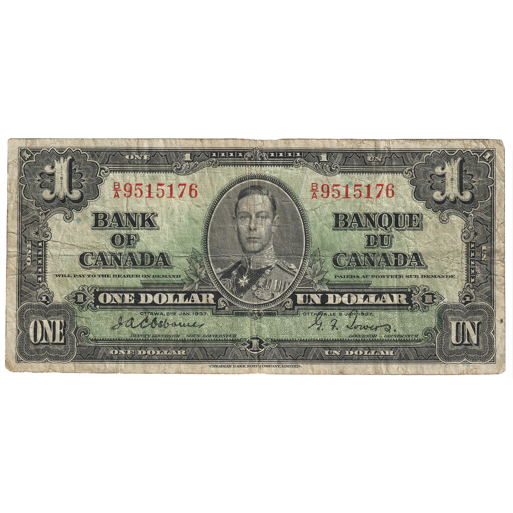 BC-21a 1937 Canada $1 Osbourne-Towers, B/A