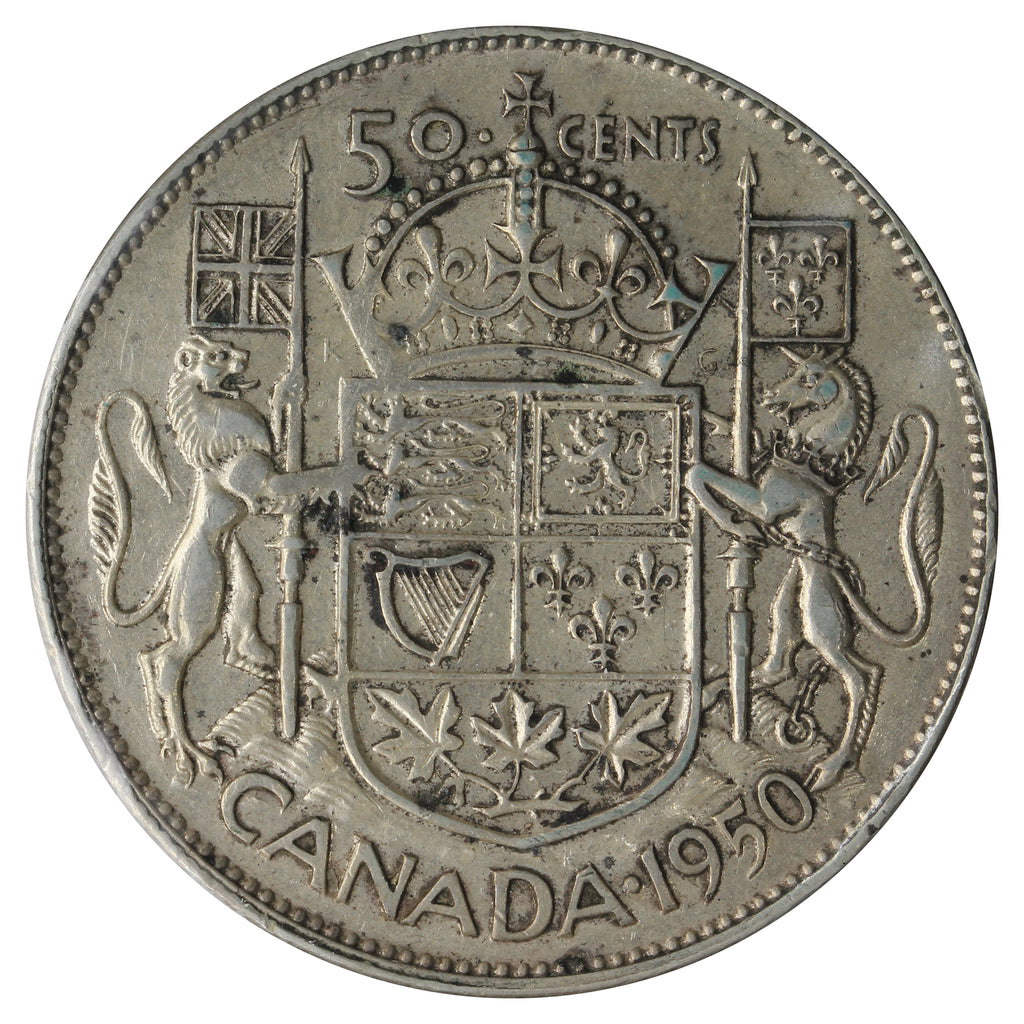 1950 Canada Half Design 50-Cents Very Fine (VF-20) Scratched, Cleaned or Impaired.