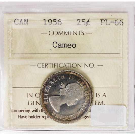 1956 Canada 25-Cents ICCS Certified PL-66 Cameo