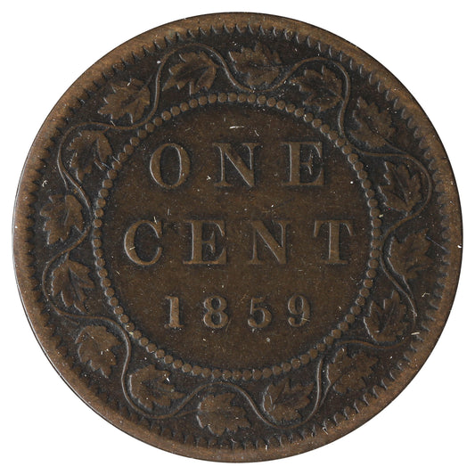 1859 Narrow 9 Canada 1-Cent Fine (F-12)