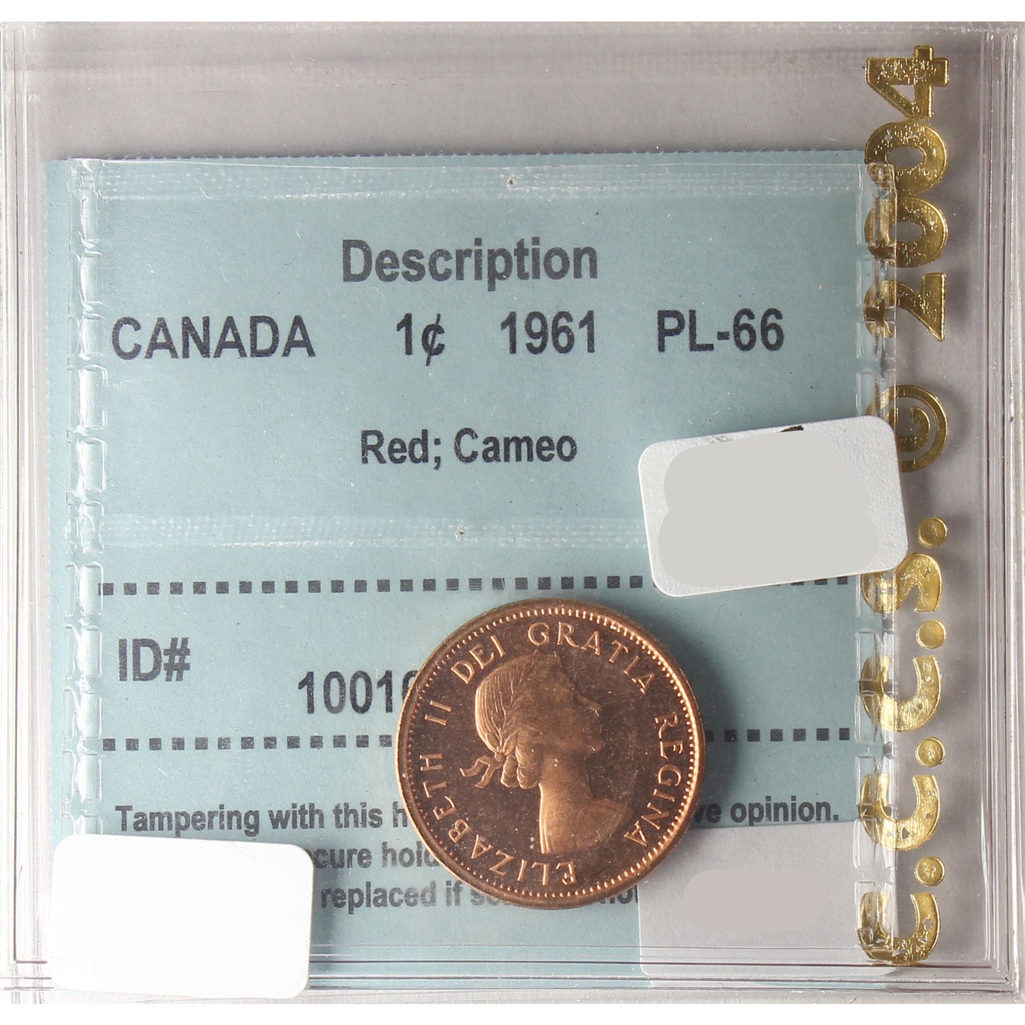 1961 Canada 1-Cent CCCS Certified PL-66 Red, Cameo