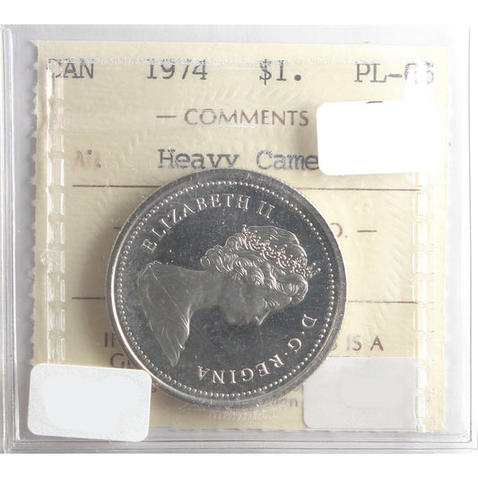 1974 Canada Dollar ICCS Certified PL-65 Heavy Cameo