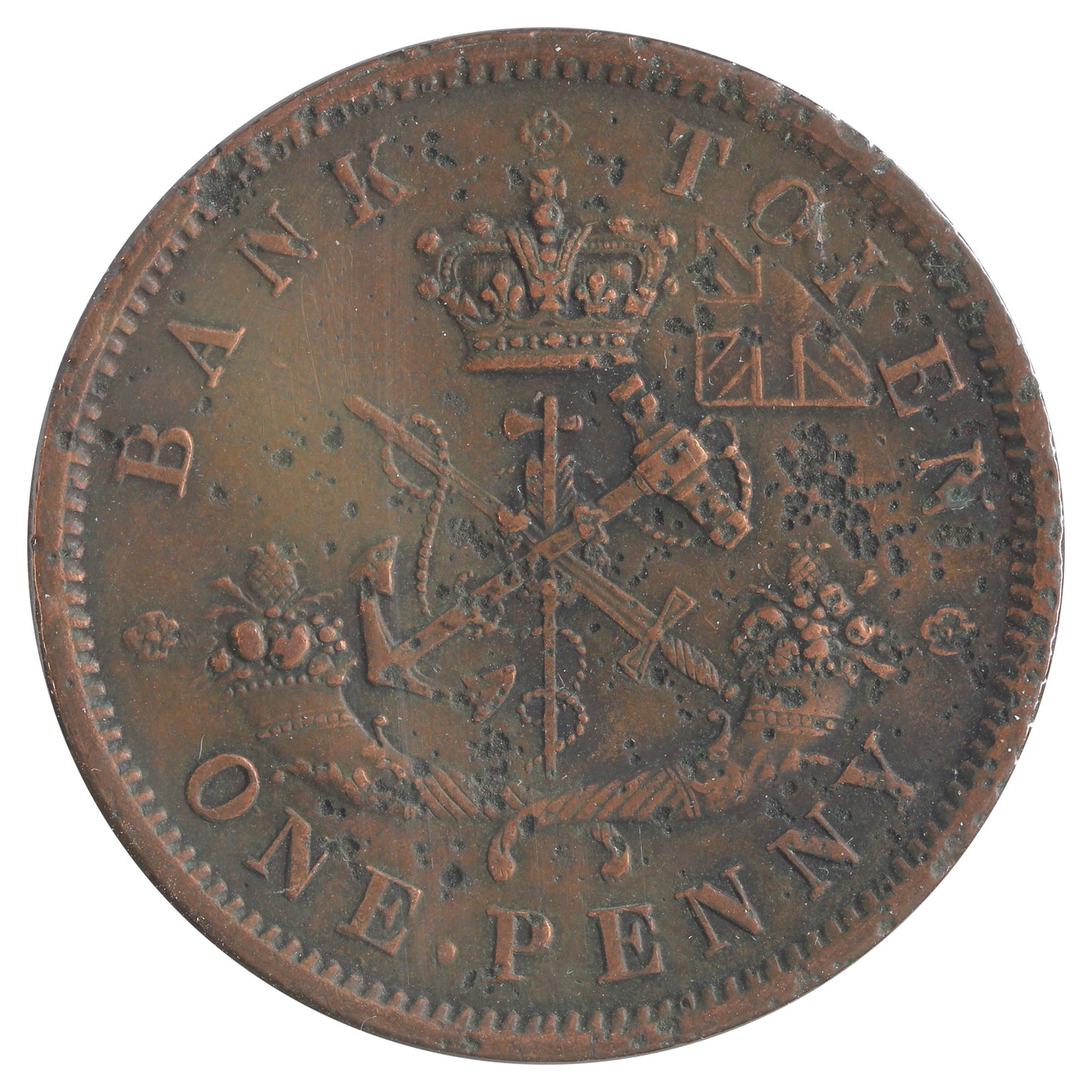 PC-6C1 1854 Upper Canada Penny Bank Token Extra Fine (EF-40) Impaired