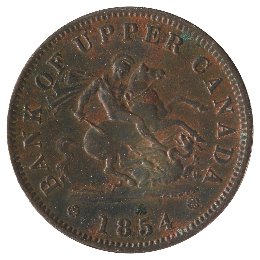 PC-6C1 1854 Upper Canada Penny Bank Token EF-AU (EF-45) Pitting