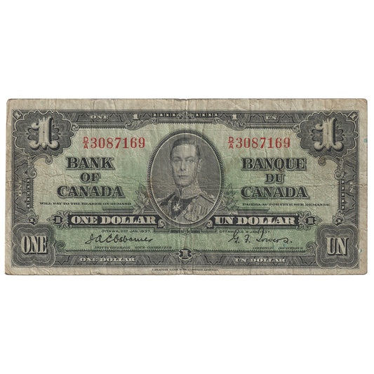 BC-21a 1937 Canada $1 Osbourne-Towers, D/A, F-12