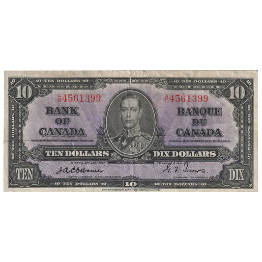 BC-24a 1937 Canada $10 Osborne-Towers, A/D, 10Pcs. (Tear)