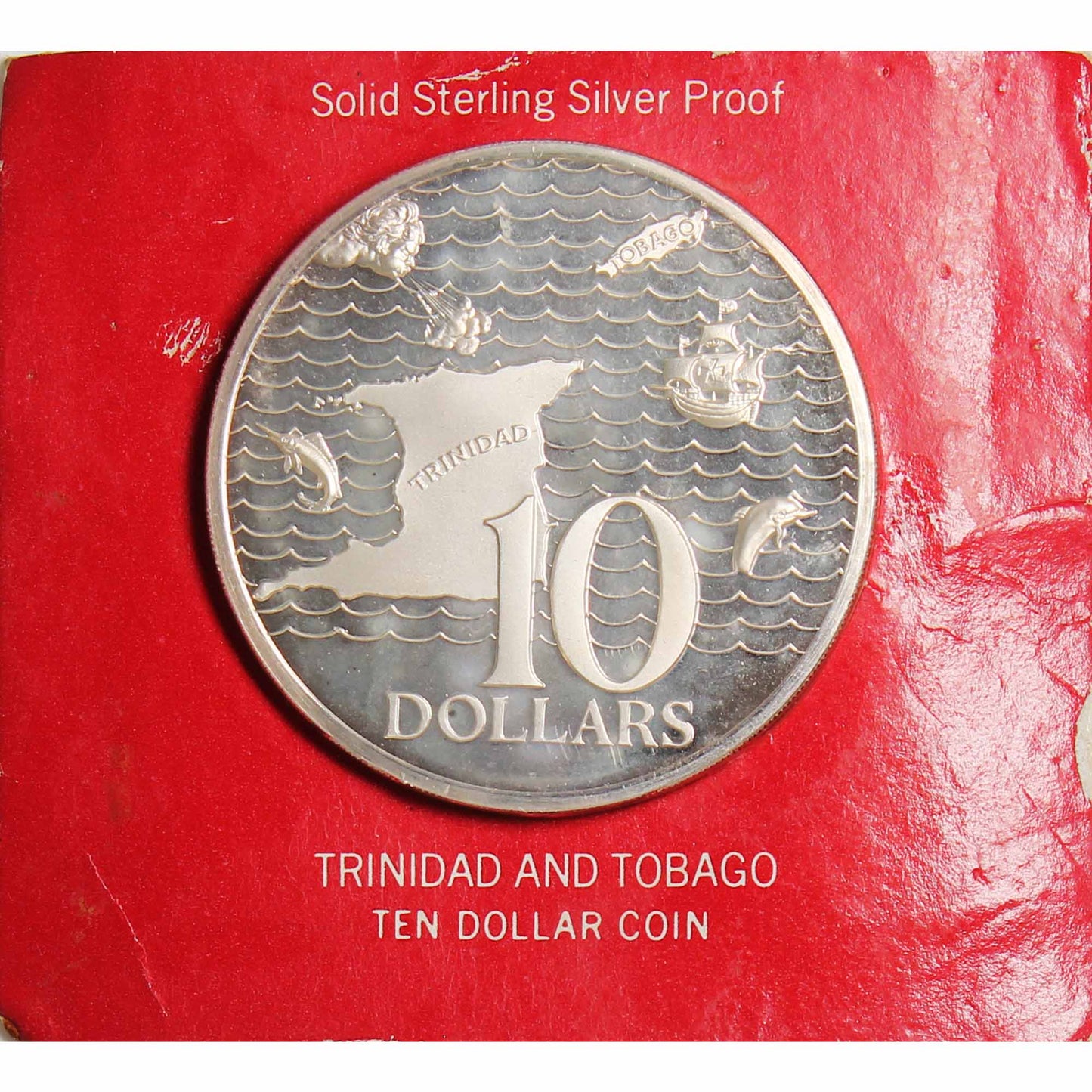 1974 Trinidad and Tobago $10 Sterling Silver Coin (Toned)